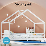 Hailey Bed Frame Wooden Kids House - White Single