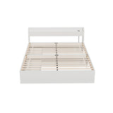 Rosemary Bed Frame Mattress Base with Charging Ports 2 Storage Drawers - White Double