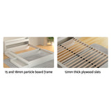 Rosemary Bed Frame Mattress Base with Charging Ports 2 Storage Drawers - White Double