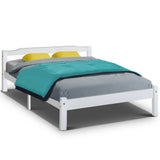 Prague Wooden Bed Frame Base Timber Platform no Drawers - White Double