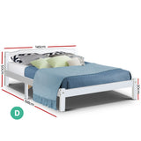 Prague Wooden Bed Frame Base Timber Platform no Drawers - White Double
