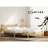 Seville Wooden Bed Frame Pine Timber no Drawers - Oak Double