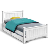Amber Bed & Mattress Package with Drawers - White Single