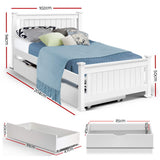 Amber Bed & Mattress Package with Drawers - White Single