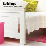 Mystique Wooden Bed Frame Timber with Storage Drawers - White Single