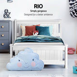Mystique Wooden Bed Frame Timber with Storage Drawers - White Single
