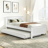 Trudy Trundle Bed Frame Timber Slat - White King Single