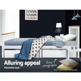 Camden Wooden Bed Frame Bedroom Furniture Kids - White Single