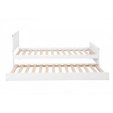 Malta Bed Frame with Trundle Solid Wood Toddler Bunk Bed with Headboard - White Single