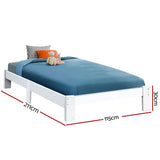 Haven Bed Frame Wooden Timber Platform - White King Single