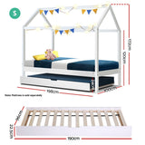 Topaz Bed & Mattress Package with 31cm Mattress with Trundle Bed - White Single