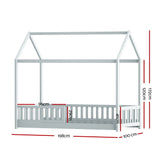 Blair White Wooden Bed Frame House Pine Timber Platform - Grey Single
