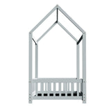 Blair White Wooden Bed Frame House Pine Timber Platform - Grey Single
