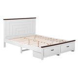 Aveline Wooden Bed Frame with 2 Drawer Platform Bed - White Queen