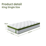 Riley 30cm 5-Zone Cooling Gel Memory Foam Pocket Spring Mattress - King Single