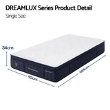 Hazel 34cm Thick Medium Firm Hybrid Mattress with Tencel Cooling Pocket Spring - Single