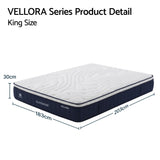 Alessia 30cm Medium Firm Hybrid Mattress with Latex Lumbar Support - King