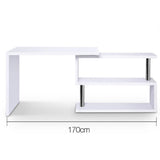 Artiss Computer Desk L-Shape Bookshelf White