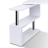 Artiss Computer Desk L-Shape Bookshelf White