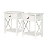Set of 2 Caraquet Wooden Bedside Tables Side Table Storage Cabinet Nightstand Bedroom - White