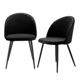 Brooke Set of 2 Dining Chairs Kitchen Cafe Lounge Sofa Upholstered Velvet - Black