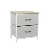Waterloo Fabric Bedside Table with 2 Drawers - Beige