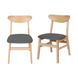 Tate Set of 4 Dining Chairs Kitchen Table Natural Wood Linen Fabric Cafe Lounge - Natural
