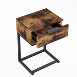 Louise Wooden Iron Frame Bedside Table Side Table Wood Nightstand Storage Cabinet Unit - Oak