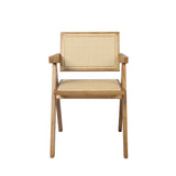 Elowen Set of 2 Dining Chair Solid Wood Rattan Armchair Wicker Accent Lounge Chairs - Natural