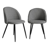 Anwen Set of 2 Dining Chairs Kitchen Cafe Lounge Chair Sofa Upholstered Padded Seat - Black & White