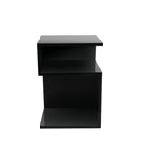 Dawson Wooden High Gloss Bedside Table Wood Nightstand Storage Cabinet Bedroom - Black