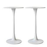 Set of 2 Round Bar Table Pub Tables - White