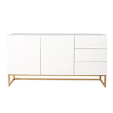 Callum Wooden Buffet Sideboard Cabinet Automatic Spring Drawers Storage Shelf Cupboard - White