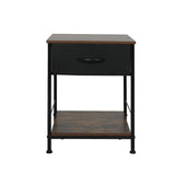 Burlington Wooden Bedside End Table Storage - Brown & Black