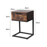 Louise Wooden Iron Frame Bedside Table Side Table Wood Nightstand Storage Cabinet Unit - Oak