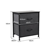 Moose Fabric Bedside Table with 2 Drawers - Dark Grey