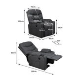 Medea Recliner Chair Electric Lift Chair Armchair Lounge Fabric USB Charge - Grey