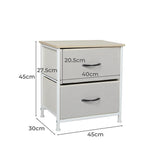 Waterloo Fabric Bedside Table with 2 Drawers - Beige