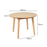 Dining Table Round Rubberwood Base 100cm - Natural