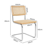 Fenella Set of 2 Dining Chairs Chair Replica Mid Century Modern Rattan Backrest - Natural