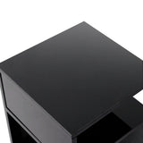 Dawson Wooden High Gloss Bedside Table Wood Nightstand Storage Cabinet Bedroom - Black