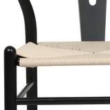 Jett Set of 2 Dining Chairs Wooden Hans Wegner Wishbone Cafe Lounge Seat - Black