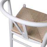 Jett Set of 2 Dining Chairs Rattan Seat Side Kitchen Wood Furniture - White