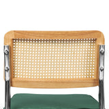 Verity Set of 2 Dining Chairs Chair Replica Cantilever Velvet Rattan Midcentury - Green