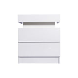 Inuvik LED Bedside Table RGB LED Storage Cabinet High Gloss Nightstand with 2 Drawers - White
