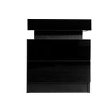 Inuvik LED Bedside Table RGB LED Side Table High Gloss Nightstand Cabinet with 2 Drawers - Black