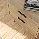 Equimalt Wooden Bedside Table with 2 Drawers - Light Brown
