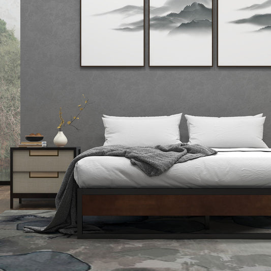 Blake Metal And Wood Bed Base - Double