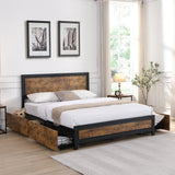 Placid Bed & Mattress Package with 25cm Mattress - Black & Wood Double