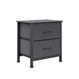 Moose Fabric Bedside Table with 2 Drawers - Dark Grey